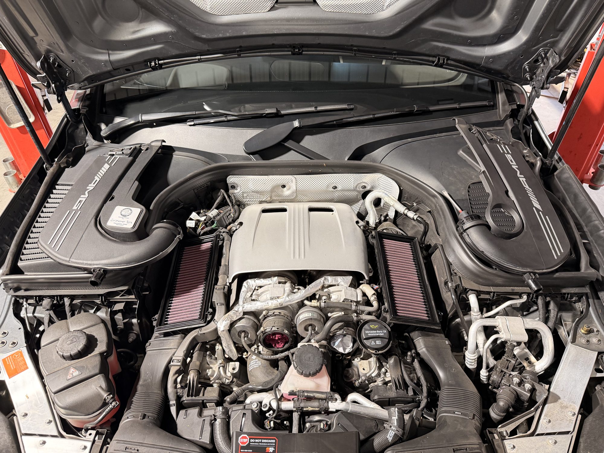 Mercedes-AMG V8 engine bay serviced by Cleretec Automotive
